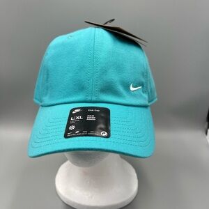 Nike Unstructured Club Cap, Teal Logo Adjustable Hat. Adult L/XL, FZ5698-345